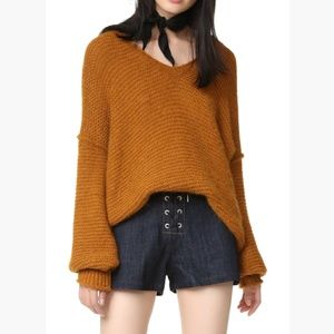 Free People All Mine Orange Oversized Knit Sweater